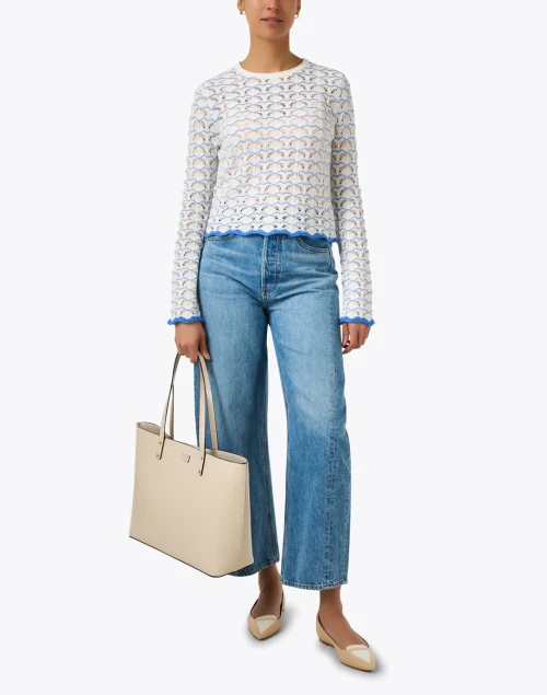 White and Blue Knit Sweater