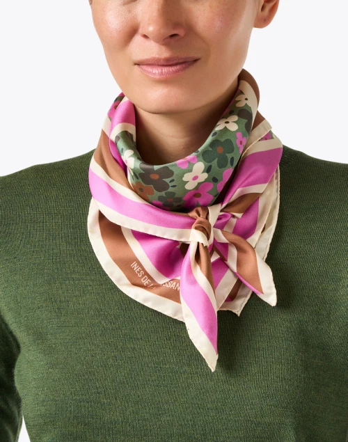 Lewis Pink Multi Floral Silk Scarf