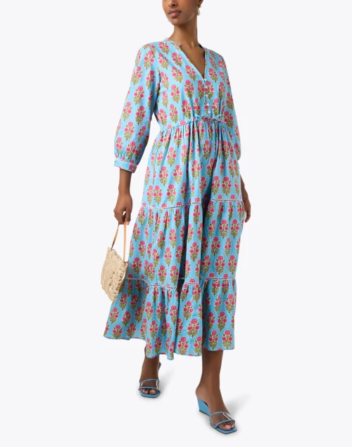 Maria Blue Floral Print Dress