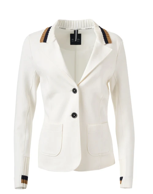 White Knit Collar Blazer
