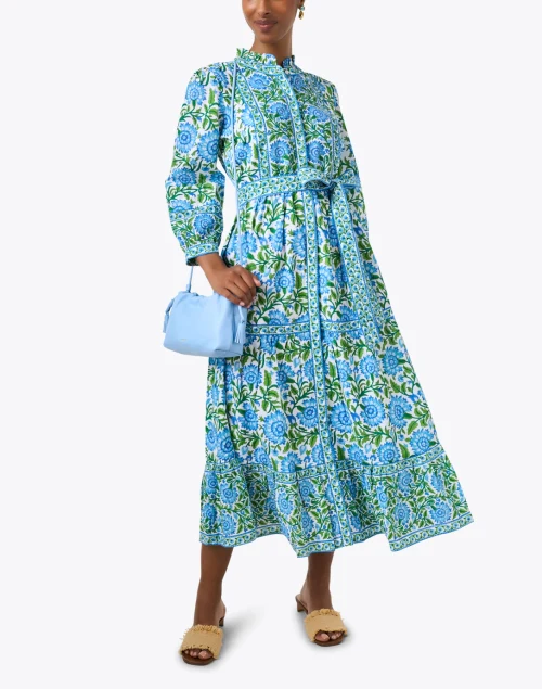 Kelia Blue and Green Floral Print Dress