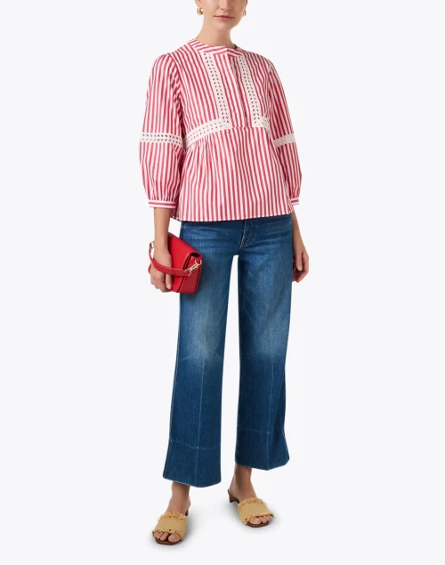 Jolie Red and White Striped Cotton Top