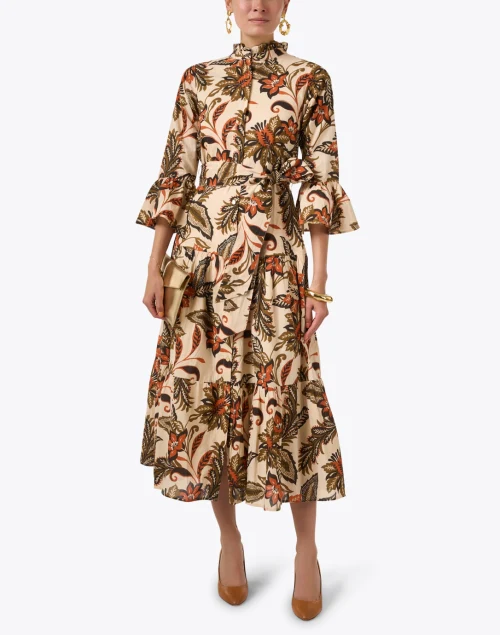 Roxie Beige Print Cotton Voile Dress