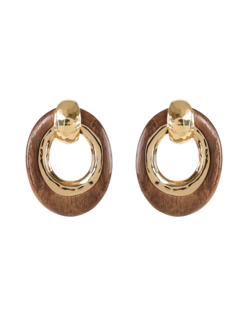 Bo Selva Gold and Wood Hoop Earrings