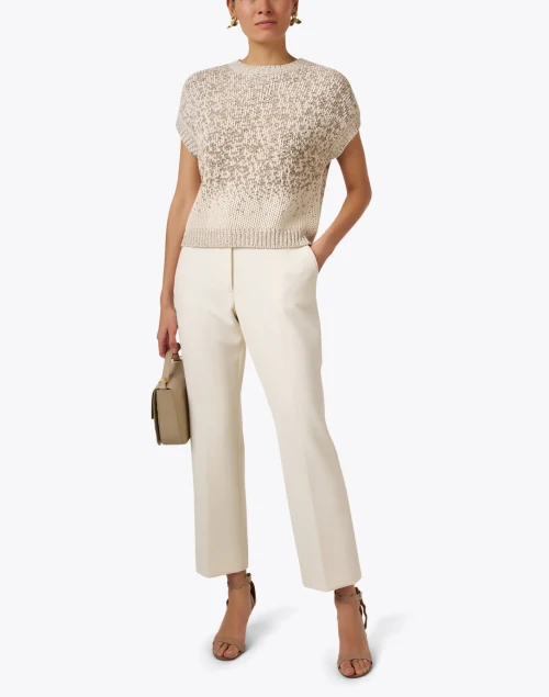 Letter Beige Sequin Sweater
