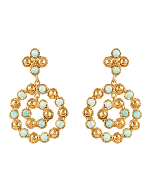 Flower Candies Gold and Green Drop Earrings