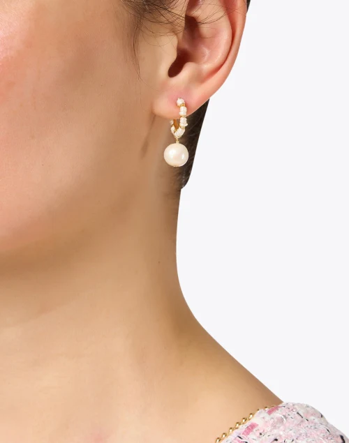 Gold and Pearl Hoop Earrings