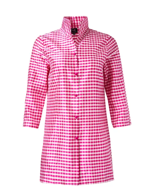 Rita Pink and White Gingham Silk Top