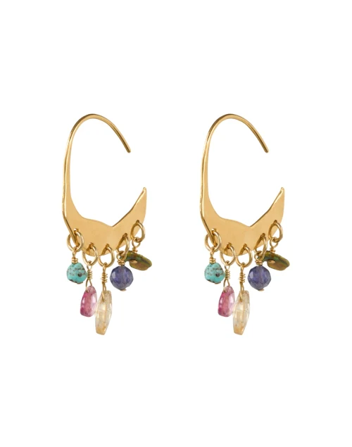 Petite Crescent Multi Stone Earrings