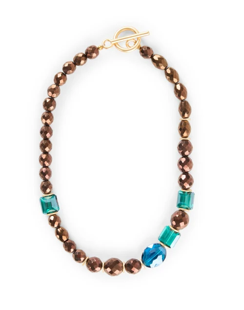 Brown and Teal Beaded Necklace