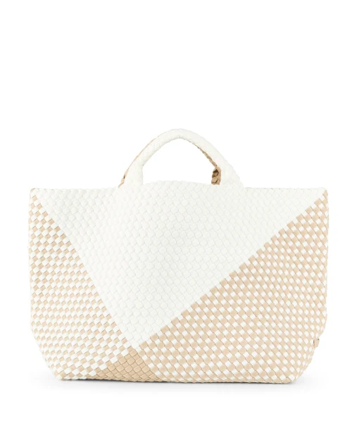 St. Barths Large Neutral Geo Woven Handbag