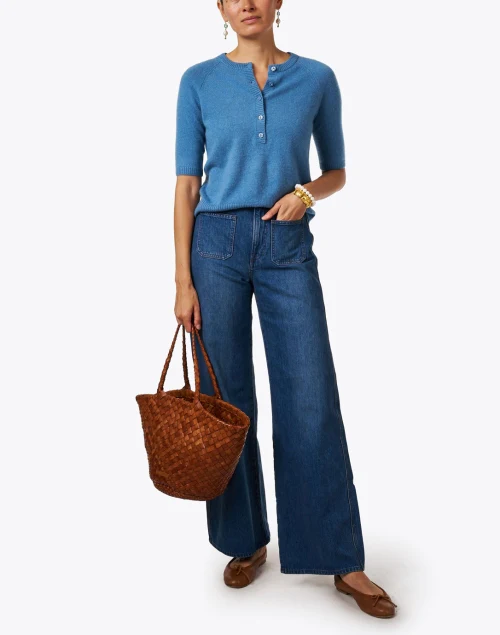 Blue Cashmere Henley Top