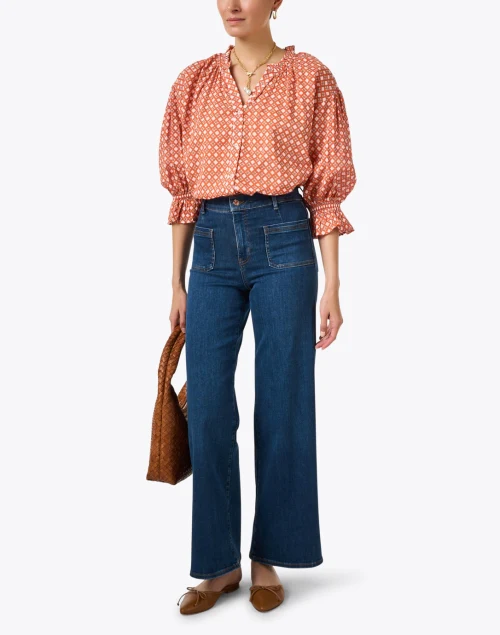 Rachel Orange Geo Print Blouse