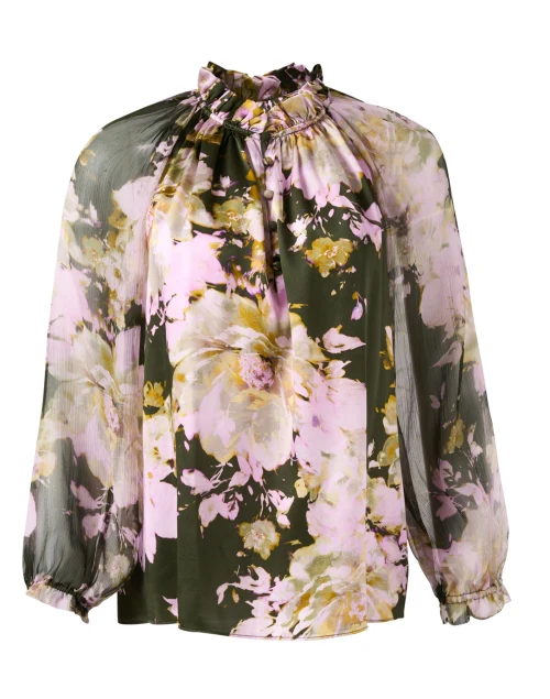 Karla Floral Print Silk Blouse