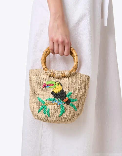 Dakota Straw Embroidered Straw Basket Bag
