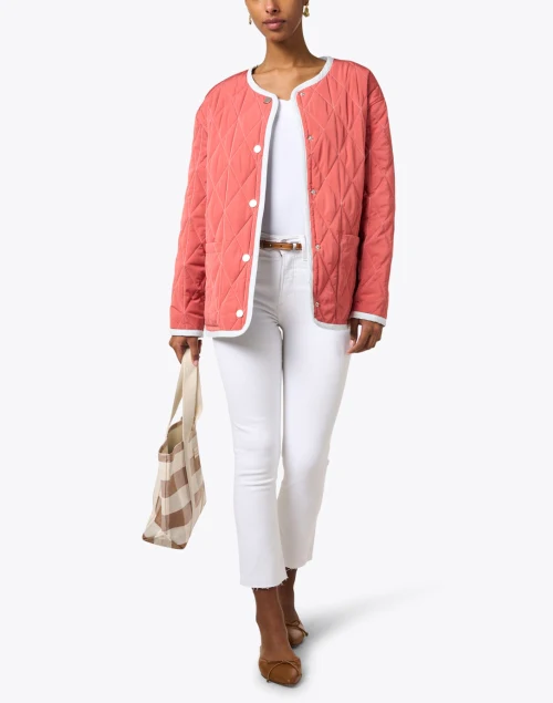 Coral and Blue Reversible Quilted Jacket