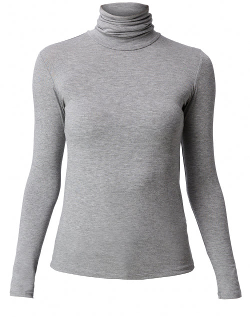 Medium Grey Turtleneck Stretch Viscose Top