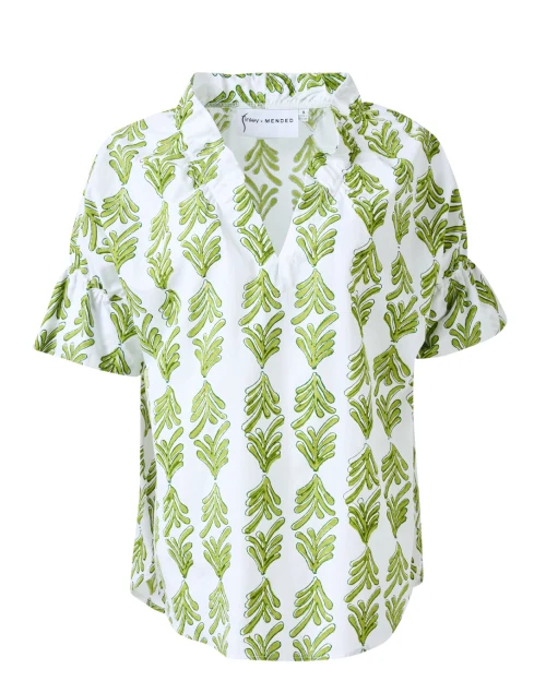Crosby White and Green Print Top