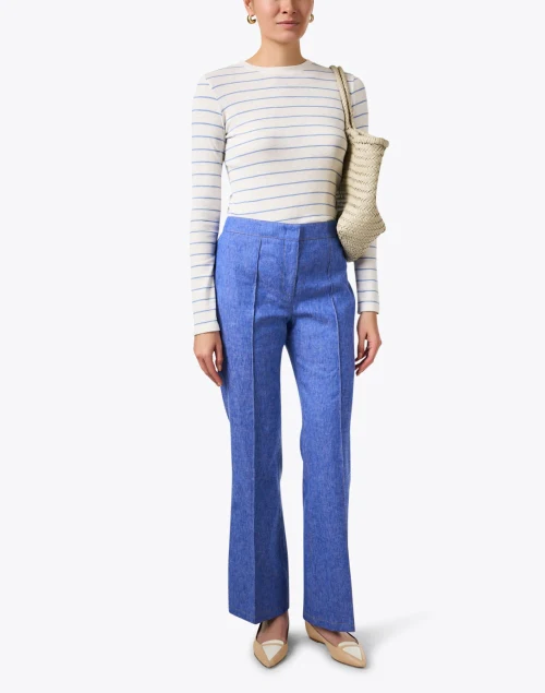 White and Blue Striped Top