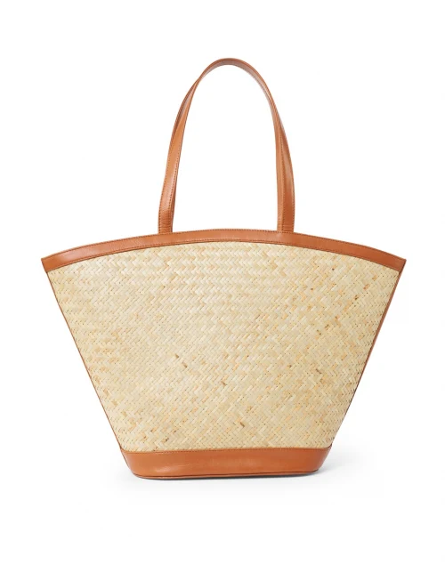 Gina Natural Woven Rattan and Leather Bag