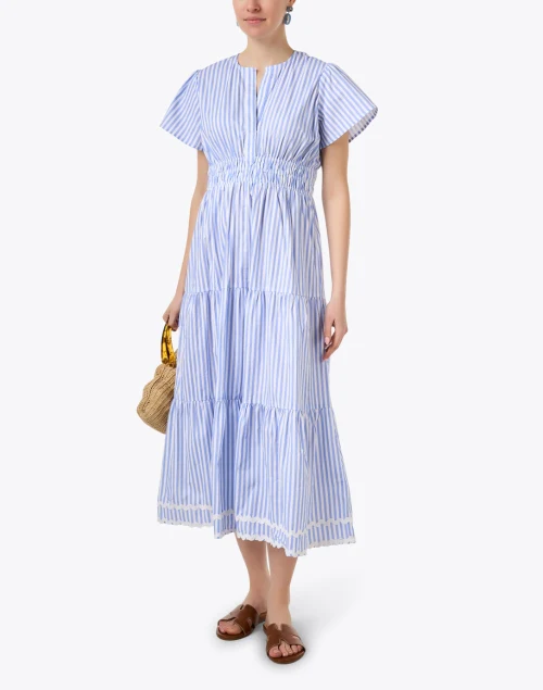 Blue and White Striped Cotton Dress