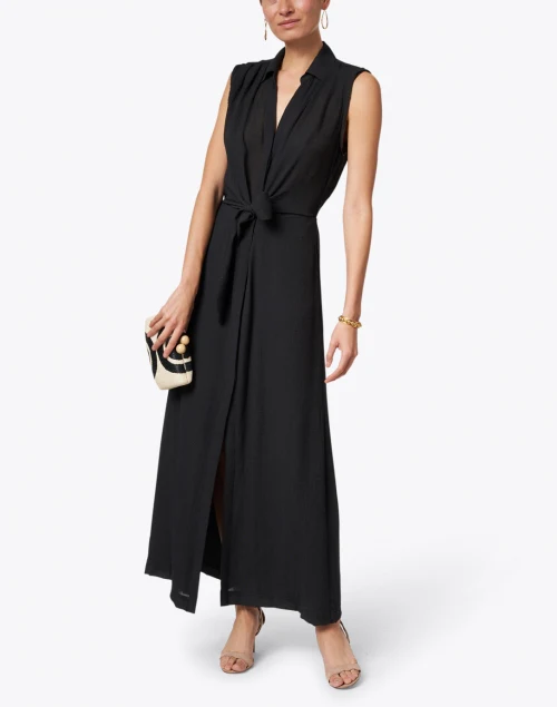 Madsen Black Crinkle Gauze Dress