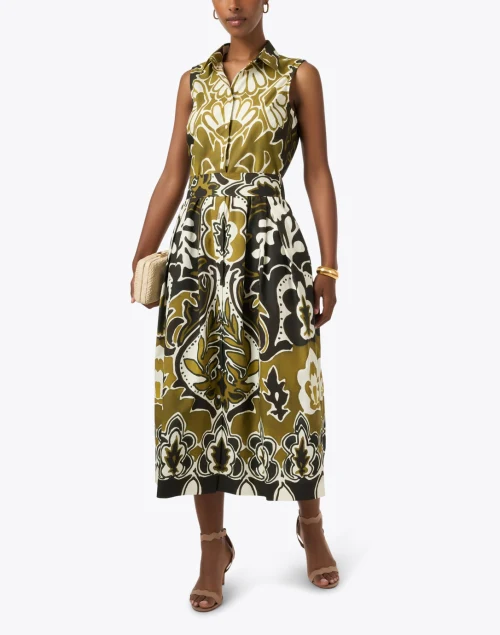 Zalla Damask Print Cotton Shirt Dress