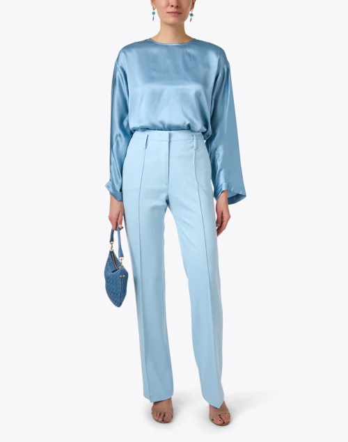 Blue Silk Stretch Blouse