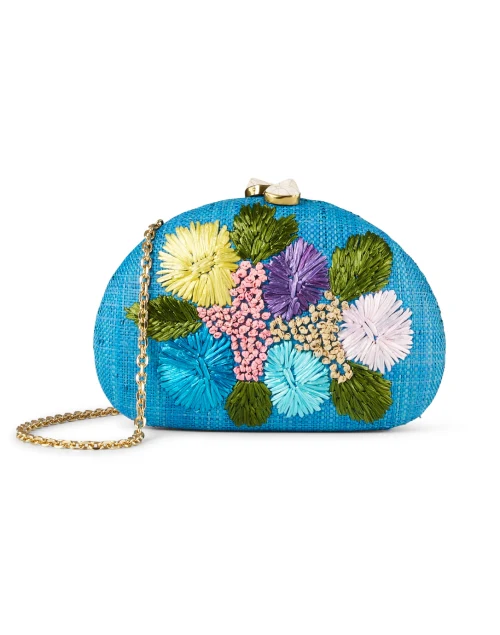 Berna Turquoise Floral Embroidered Clutch