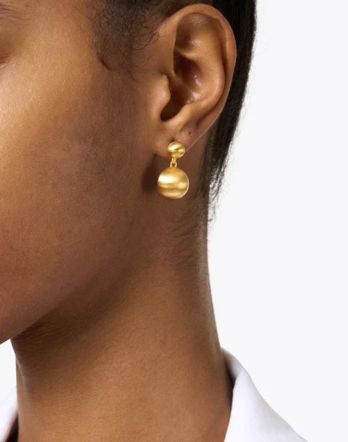 Gold Dome Mini Drop Earrings