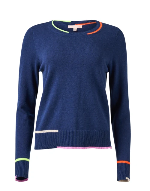 In Line Navy Cotton Sweater