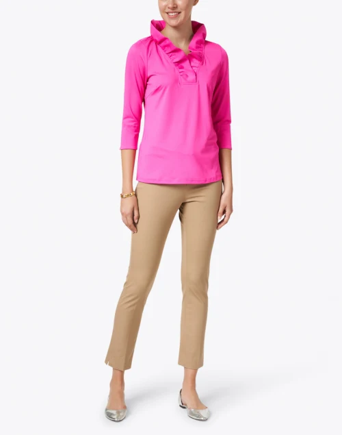 Pink Ruffle Neck Top