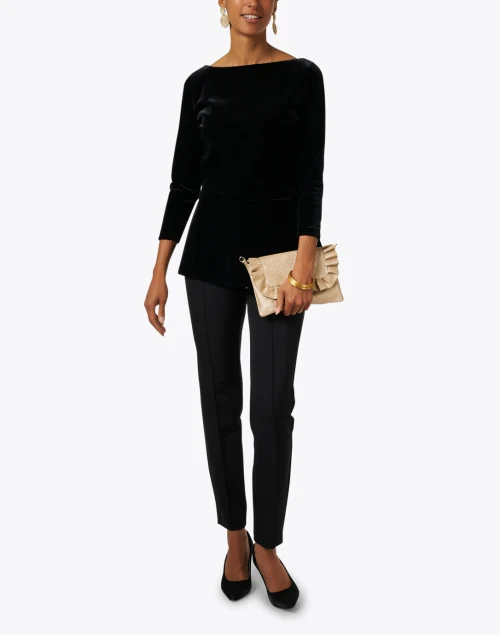 Pieranna Black Velvet Peplum Top