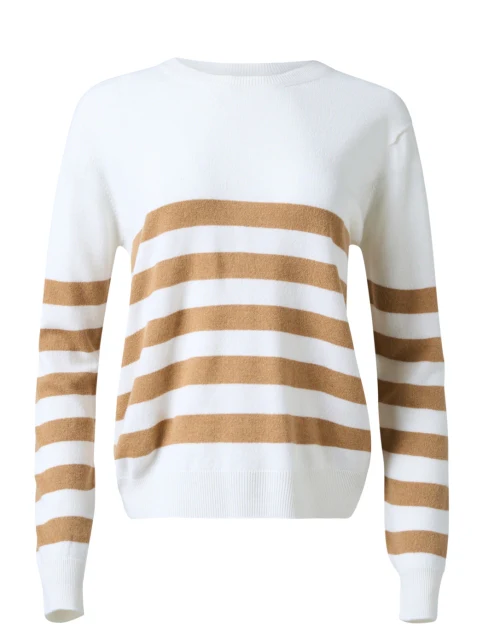 Luna White and Camel Striped Cashmere Sweater