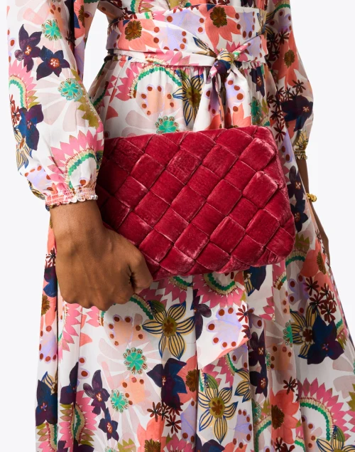 Aviva Rose Pink Woven Velvet Clutch