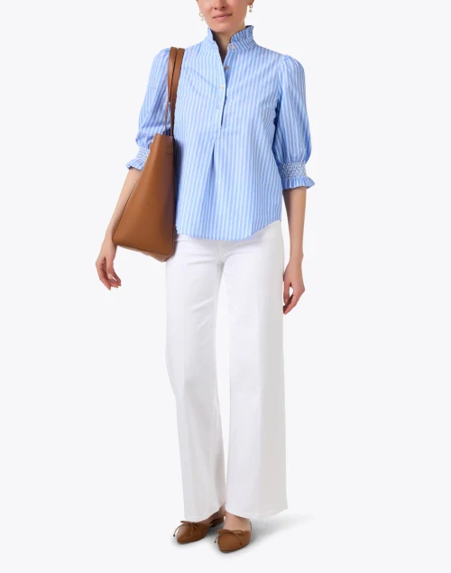 Percy Blue and White Striped Cotton Top