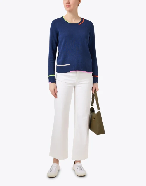 In Line Navy Cotton Sweater