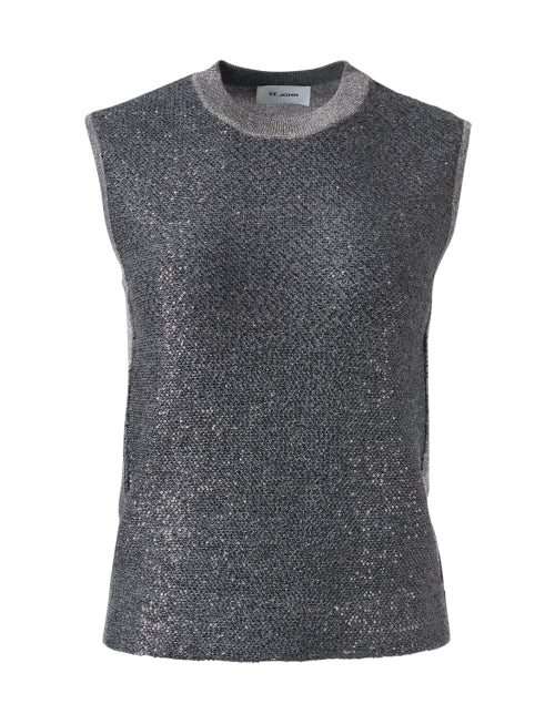 Grey Sequin Knit Top