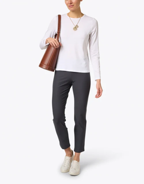 Graphite Stretch Crepe Slim Ankle Pant