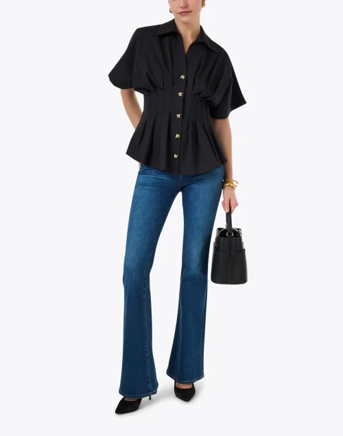 Georgia Black Pleated Cotton Shirt