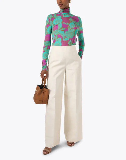 Multi Floral Turtleneck Top
