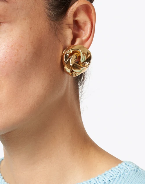 Gold Knot Stud Clip Earrings