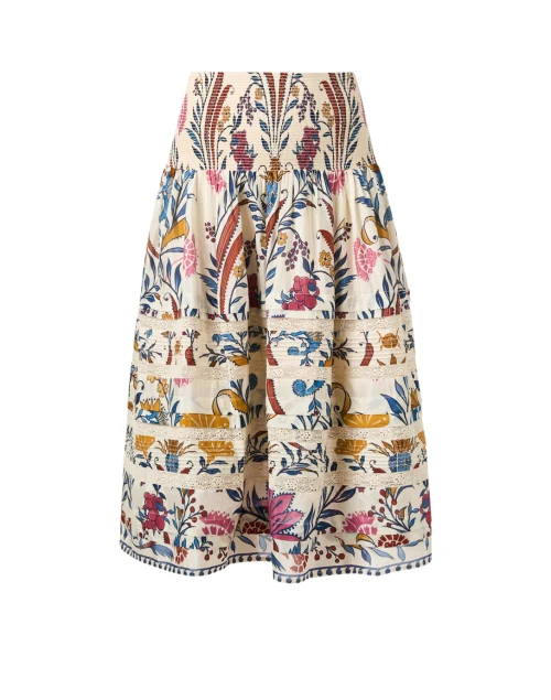 Cream Multi Print Skirt