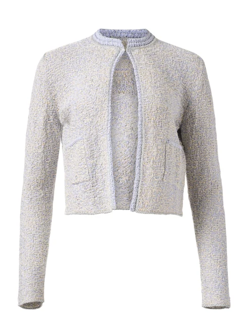 Purple Tweed Collarless Jacket