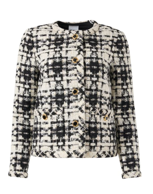 Black and White Plaid Tweed Jacket