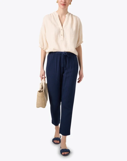 Taye Beige Cotton Gauze Top