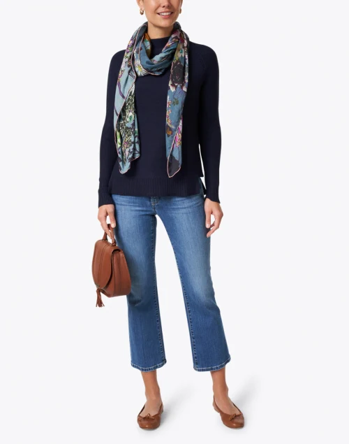 Navy Cotton Garter Stitch Sweater