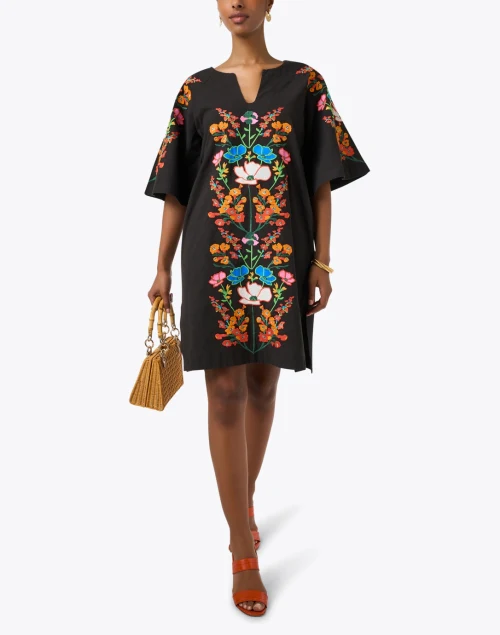 Charming Black Embroidered Mini Kaftan