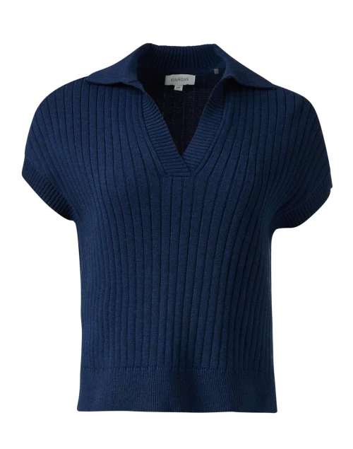 Navy Cotton Polo Sweater