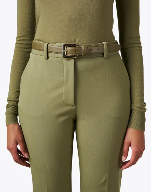 Glossinia Khaki Green Leather Belt